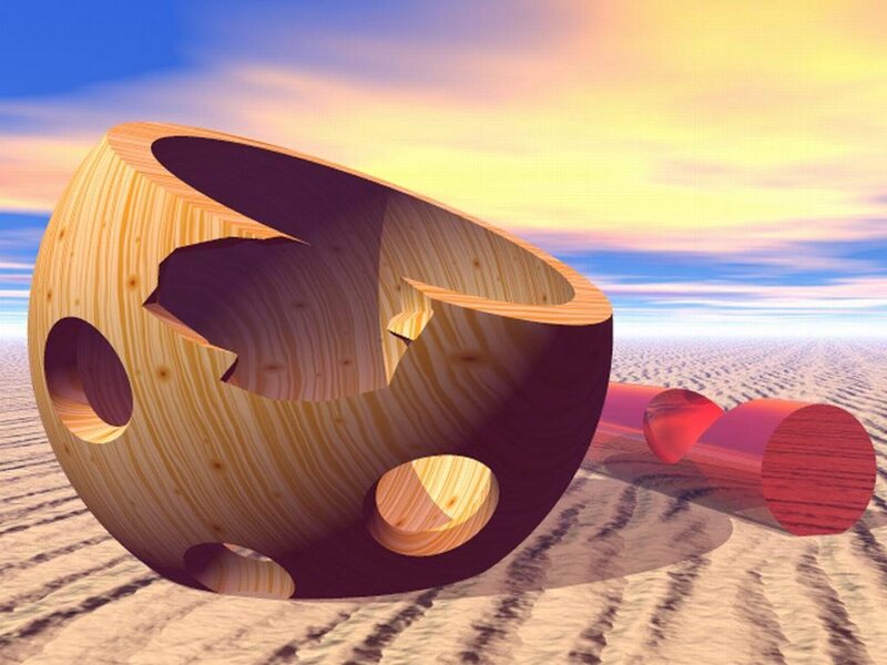 wooden sphere with holes