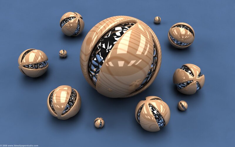 wooden spheres with geometric patterns