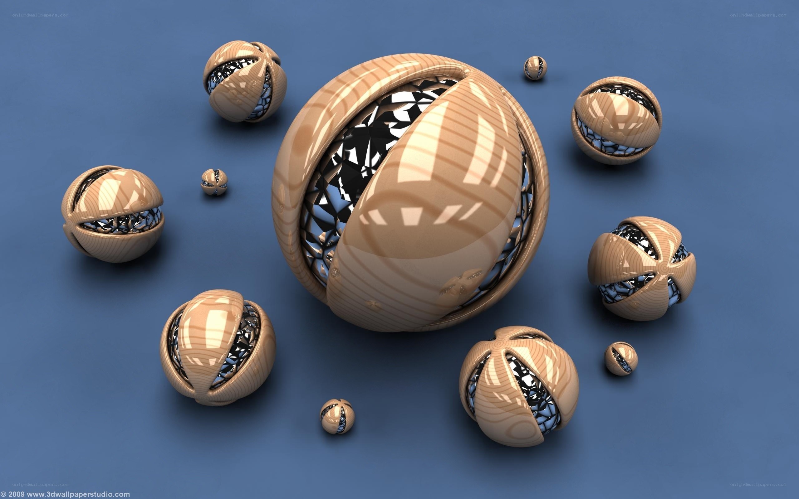 wooden spheres with geometric patterns