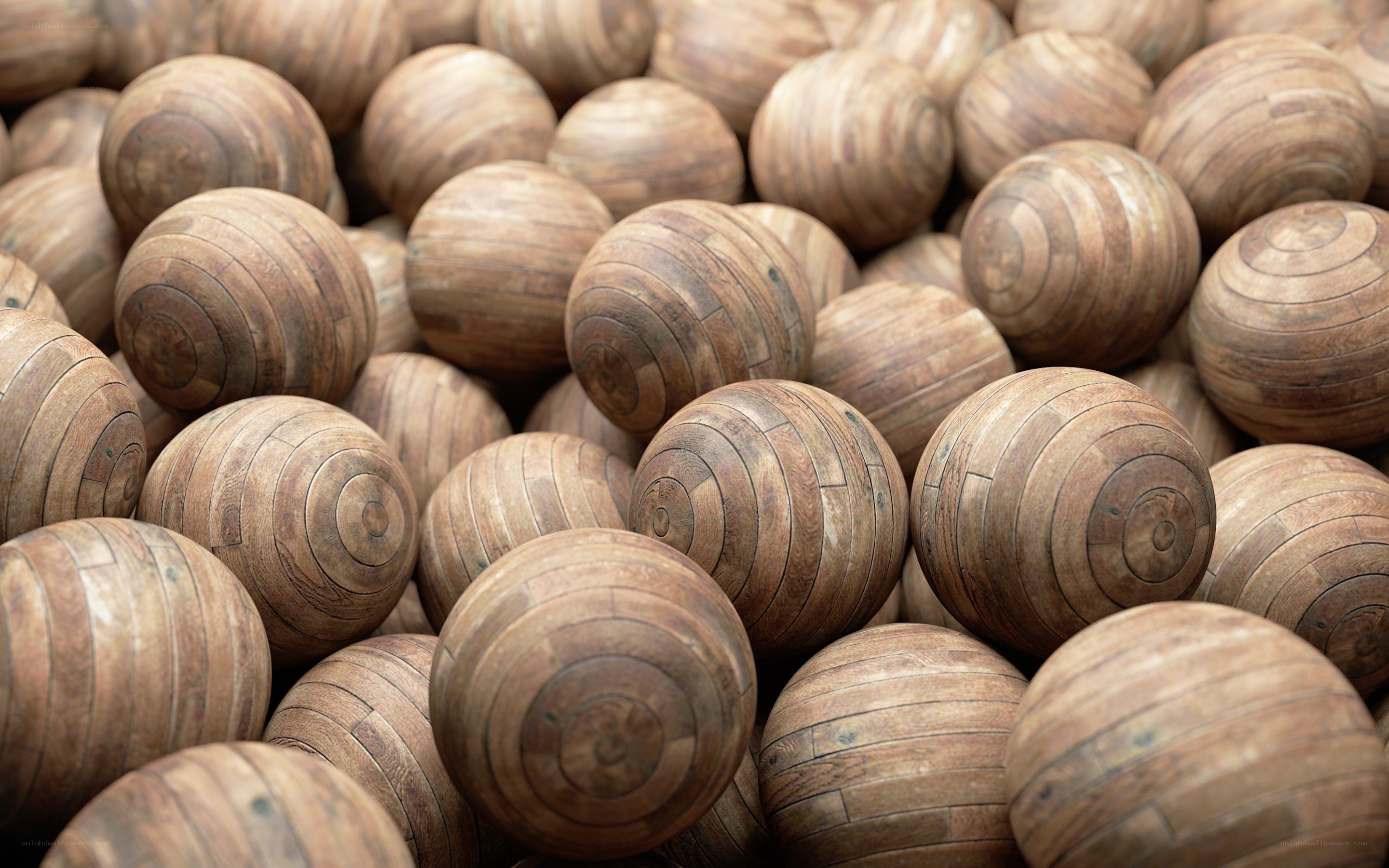wooden spheres with grain texture