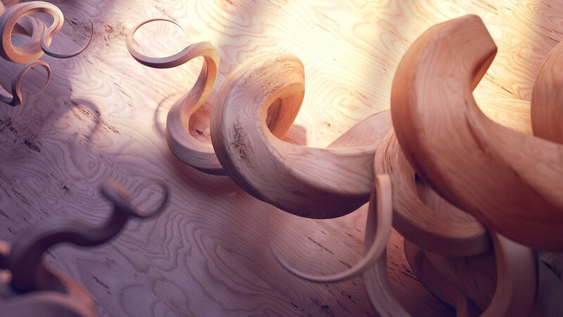 Wooden Spirals on Surface