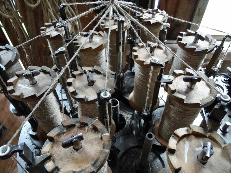 Wooden Spools on Machine