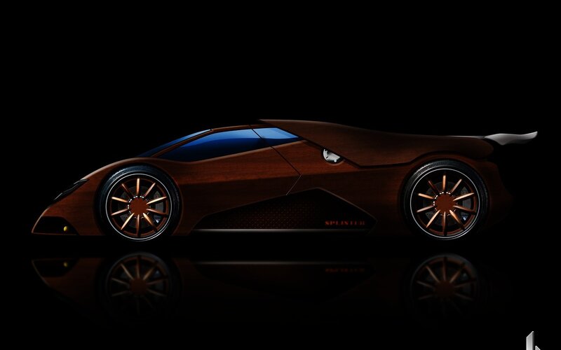Wooden Sports Car — Brown, Dramatic, Night