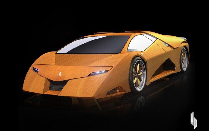 Wooden Sports Car — Brown, Dramatic