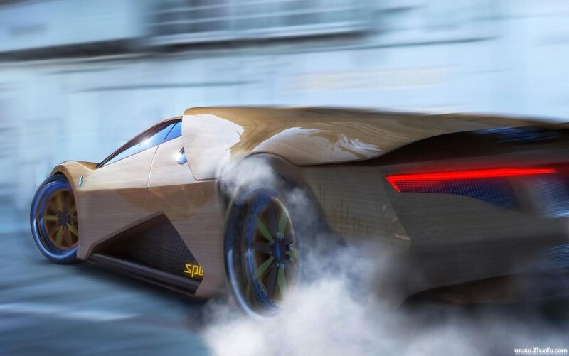 Wooden Sports Car — Brown, Dynamic