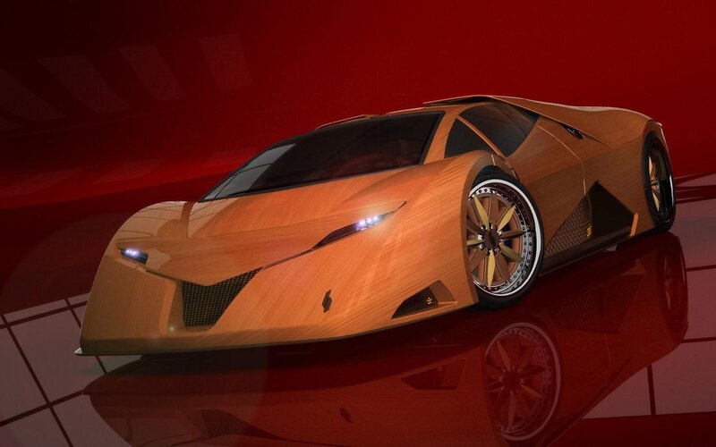 Wooden Sports Car — Red
