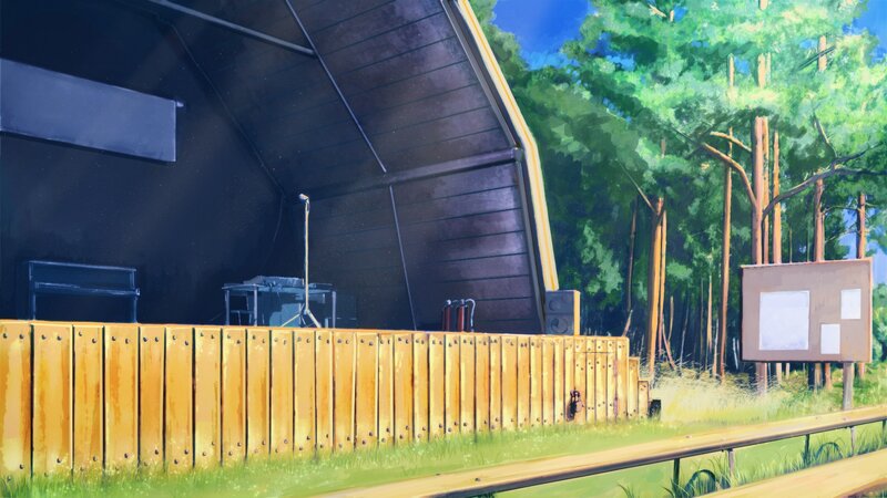 Wooden Stage in Forest — Green