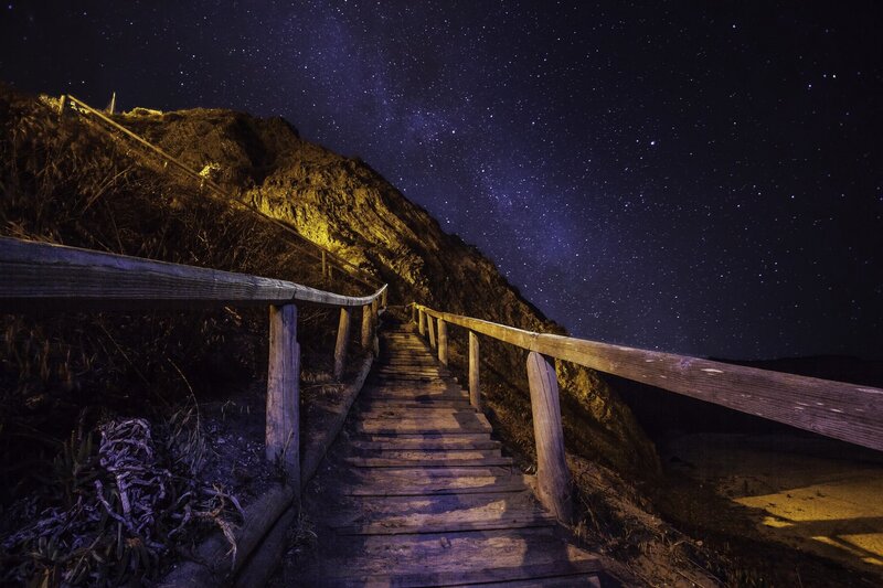 Wooden Staircase at Night — Black