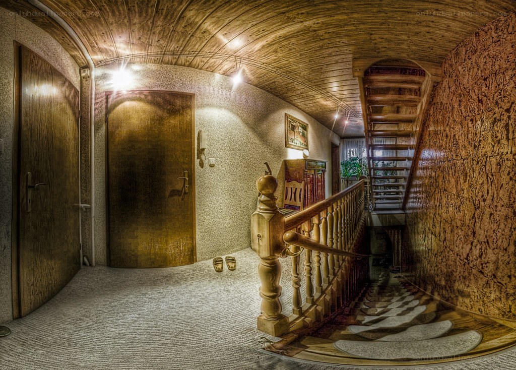 wooden staircase hallway