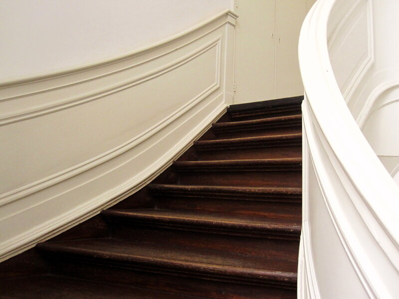 Wooden Staircase with White Rail