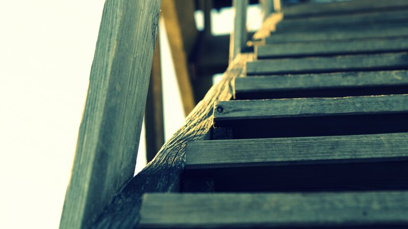Wooden stairs leading upward