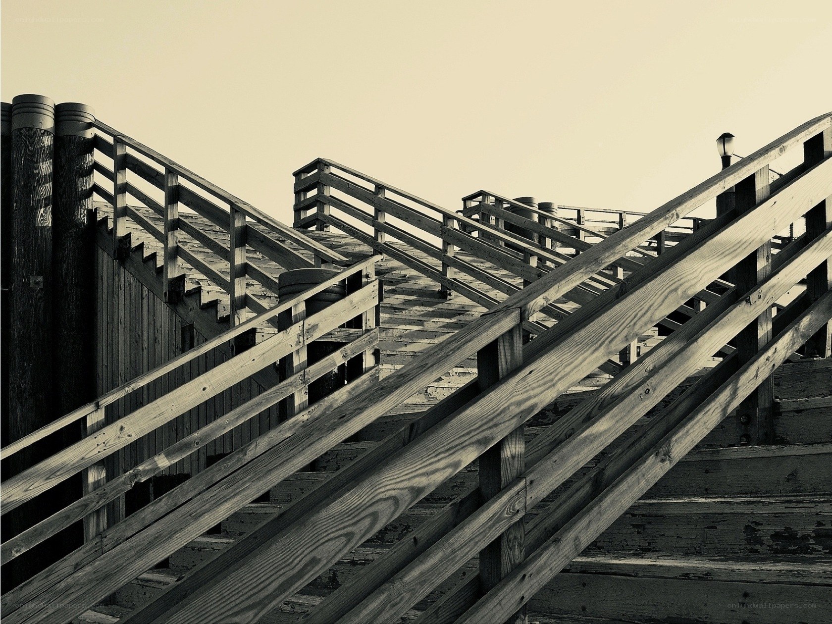 Wooden stairs on a pier