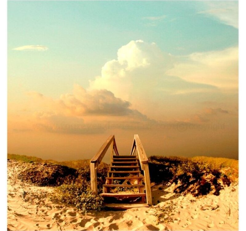 Wooden Stairs on Beach — Blue