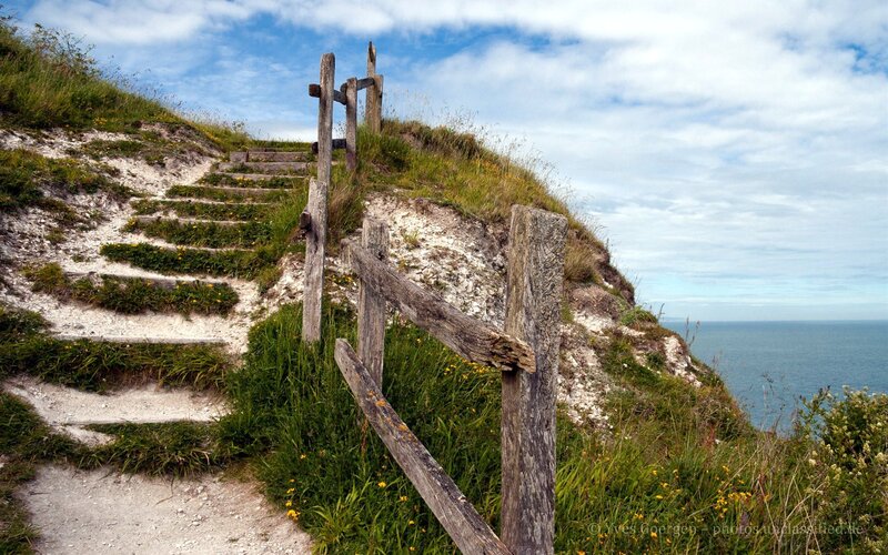 Wooden Stairs on Cliff — Green