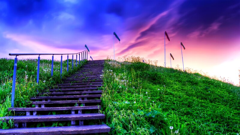 Wooden Stairs on Hill