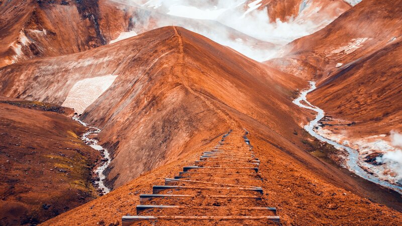 Wooden Stairs on Mountain — Brown