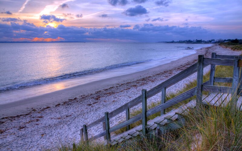 Wooden Stairs to Beach — Blue, Serene
