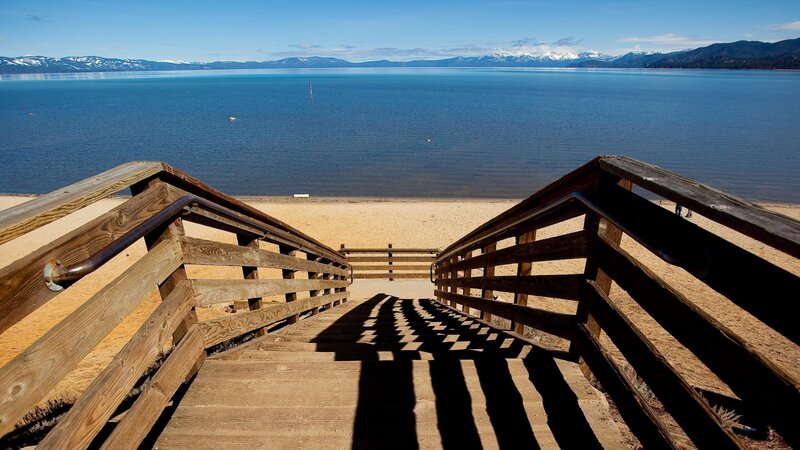 Wooden Stairs to Beach — Blue