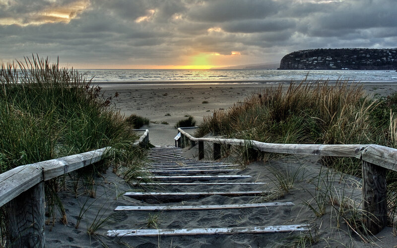 Wooden Stairs to Beach — Gray