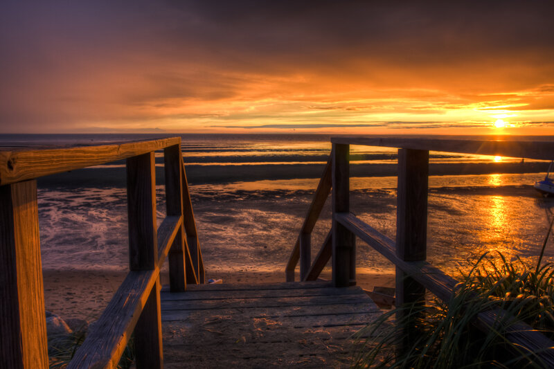 Wooden Stairs to Beach — Orange, Serene