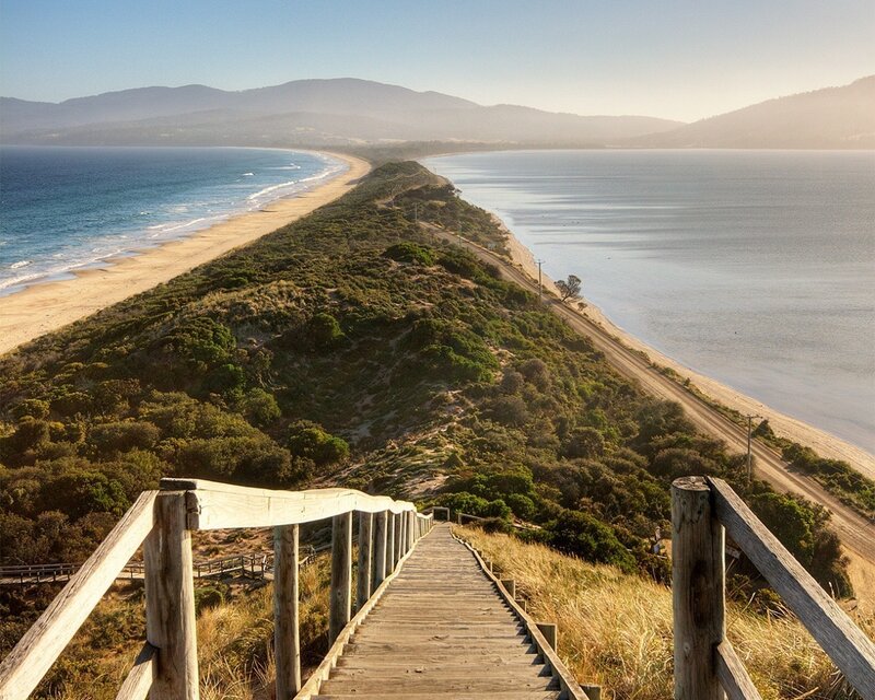 Wooden stairs to coastal dunes