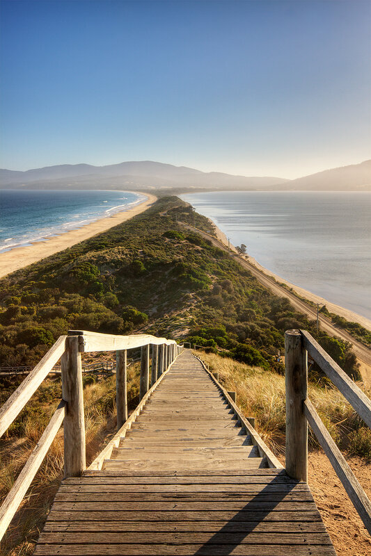 Wooden stairs to coastal dunes