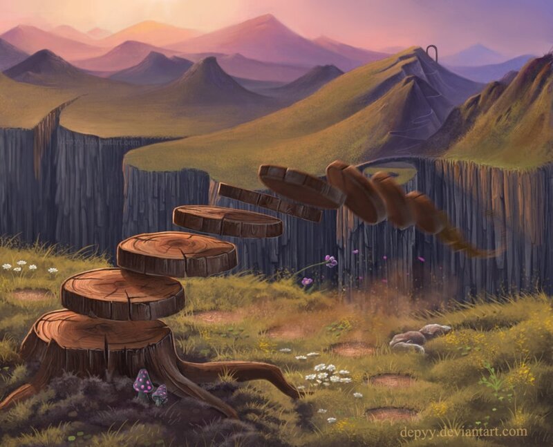 Wooden Steps in Landscape