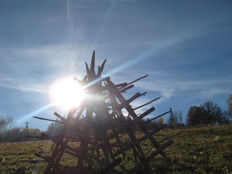 Wooden structure in field