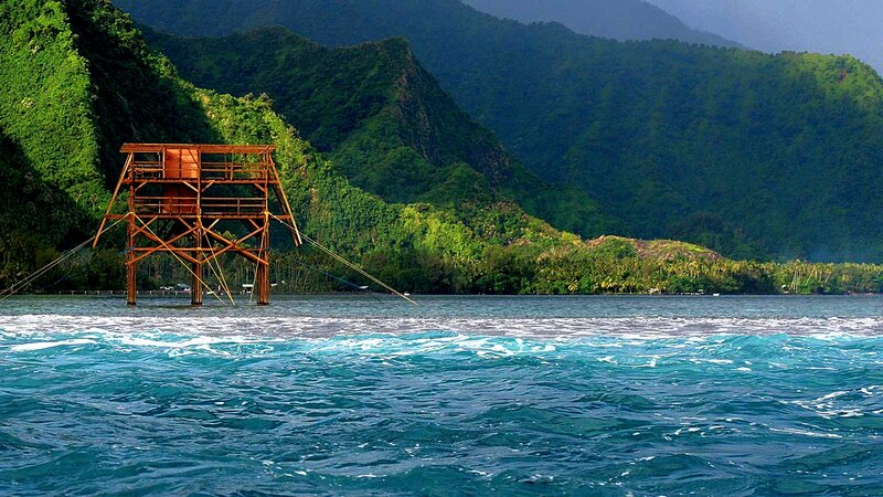 Wooden Structure in Water — Blue, Serene