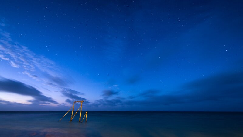 Wooden Structure in Water — Blue