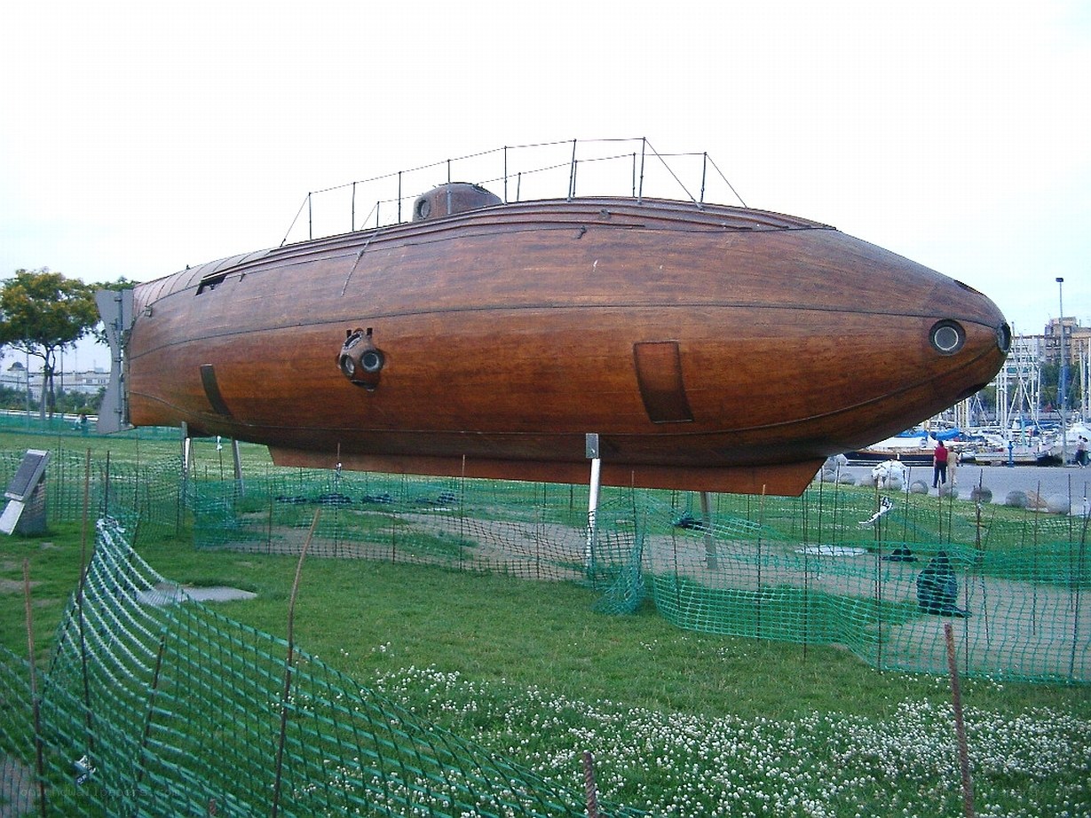 Wooden submarine on display