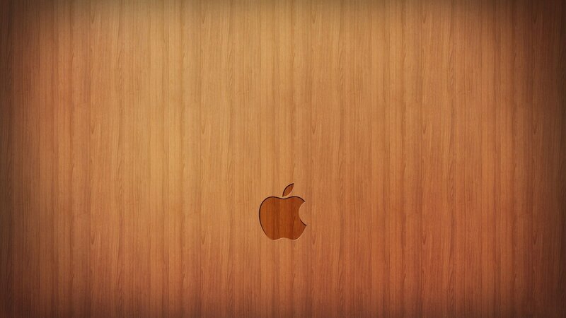 Wooden Surface with Apple Logo