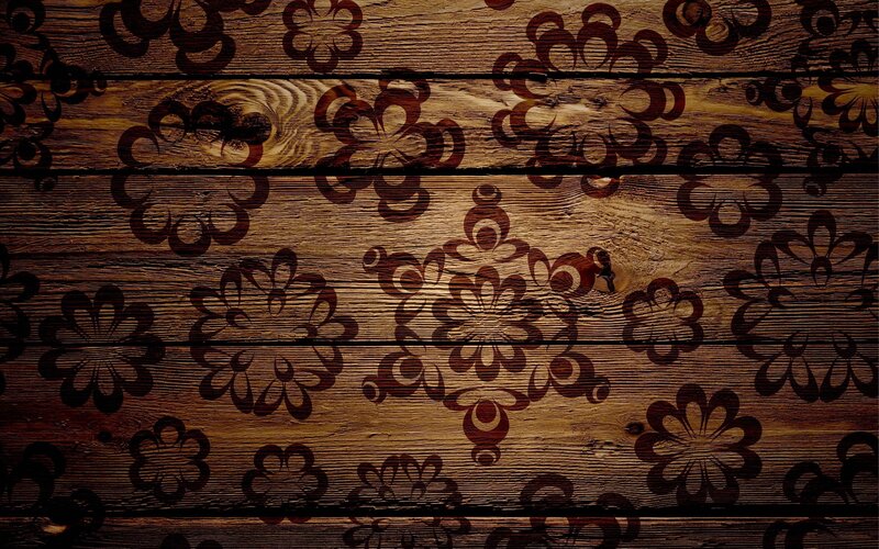 Wooden Surface with Floral Pattern