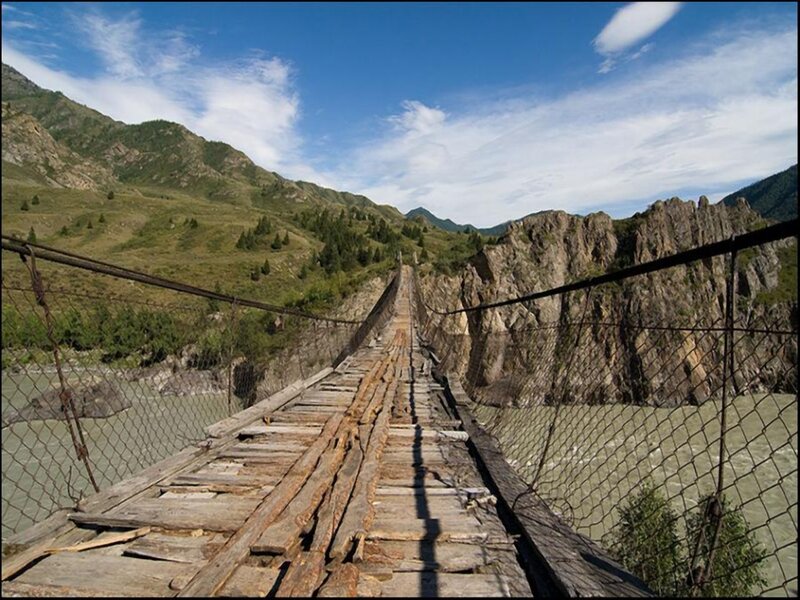Wooden Suspension Bridge — Blue