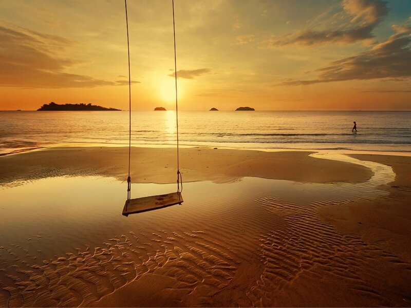 Wooden Swing on Beach