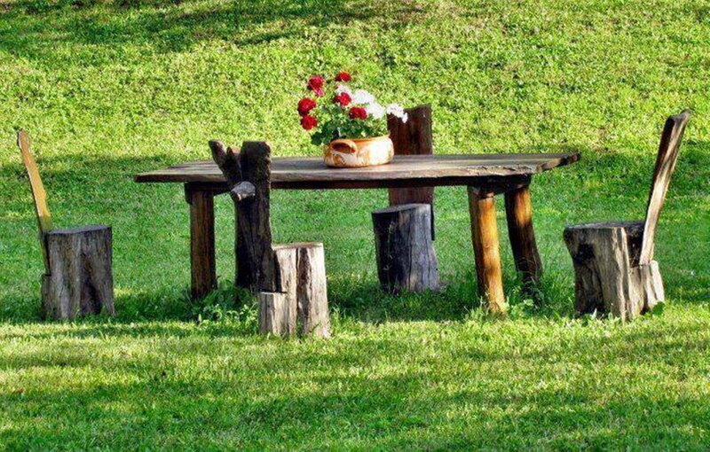 Wooden Table and Chairs — Green