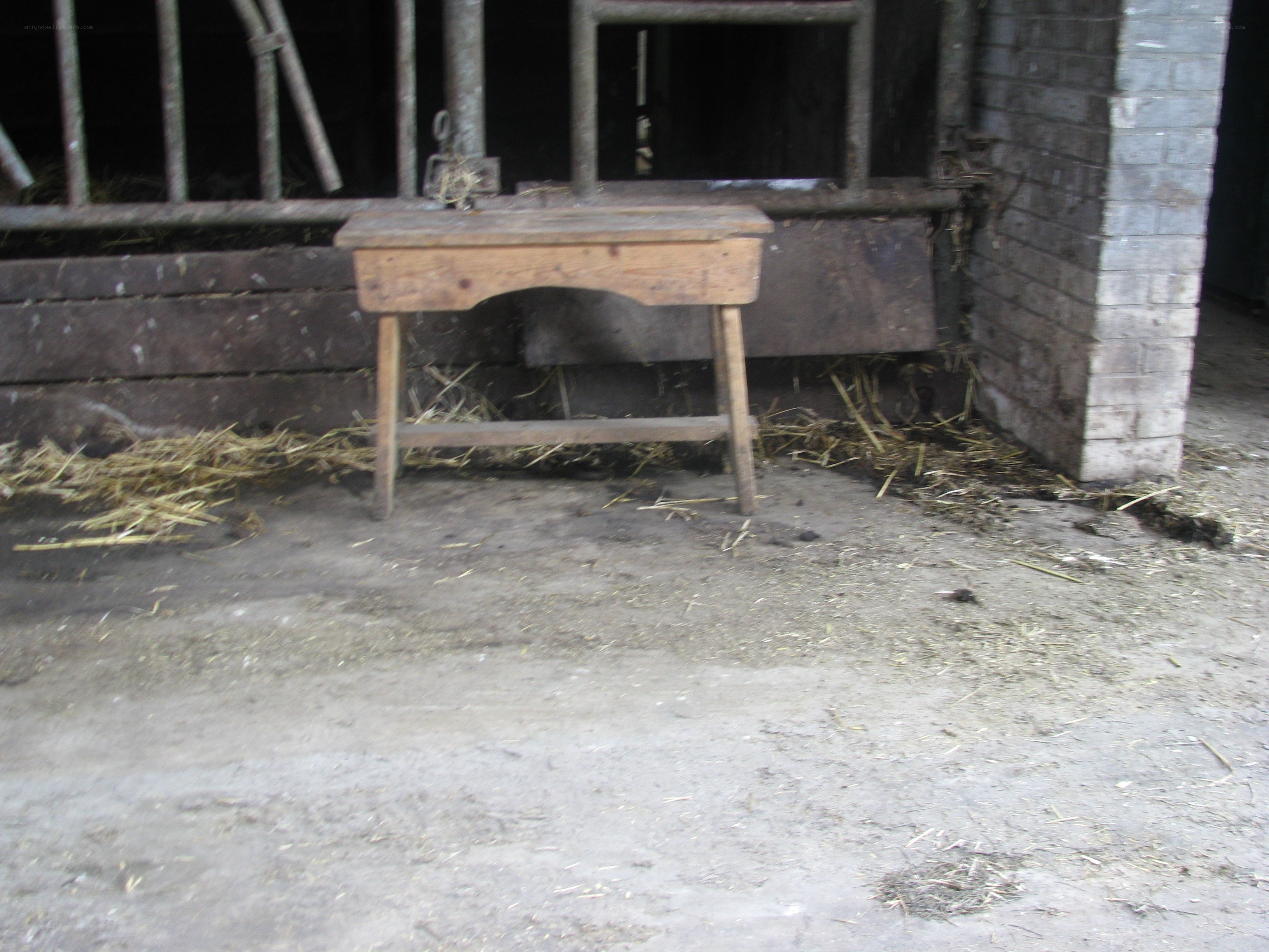 Wooden table in a barn