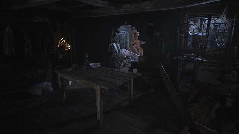 Wooden Table in Dark Room