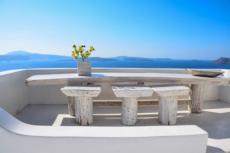 Wooden Table on Balcony