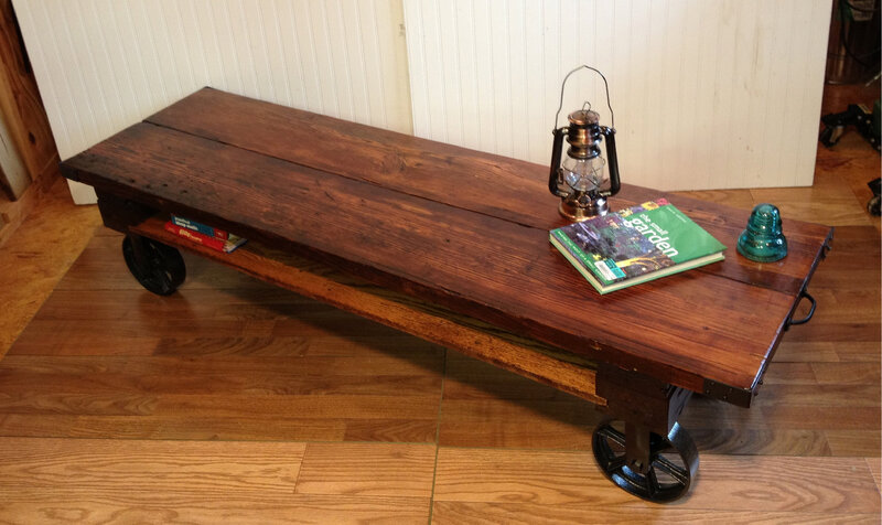 Wooden Table on Wheels