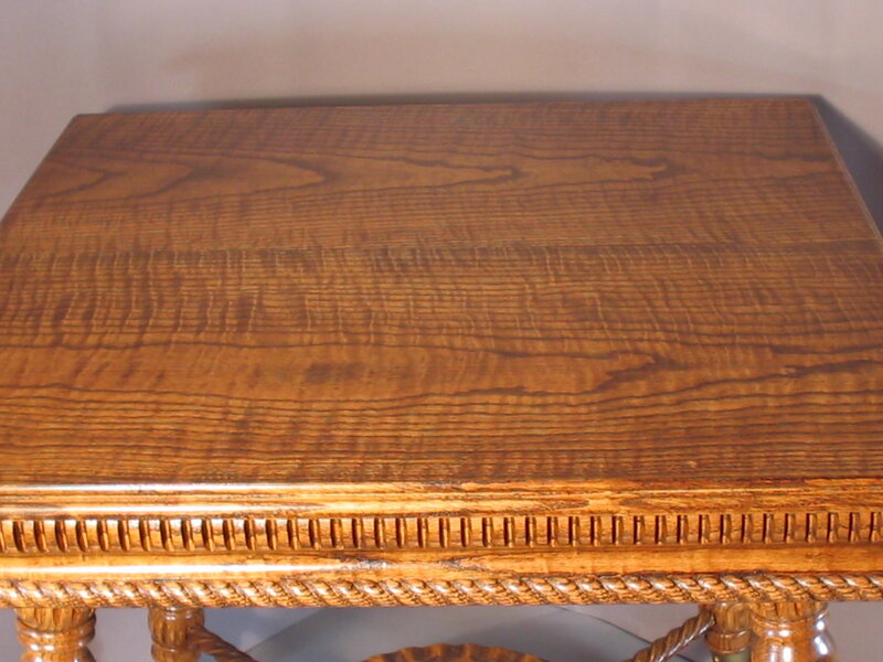 wooden table with carved details