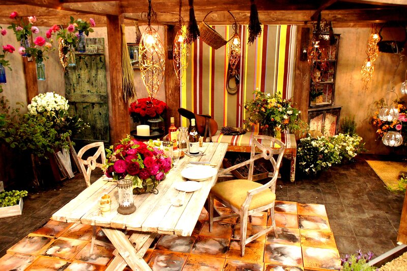 Wooden Table with Flowers