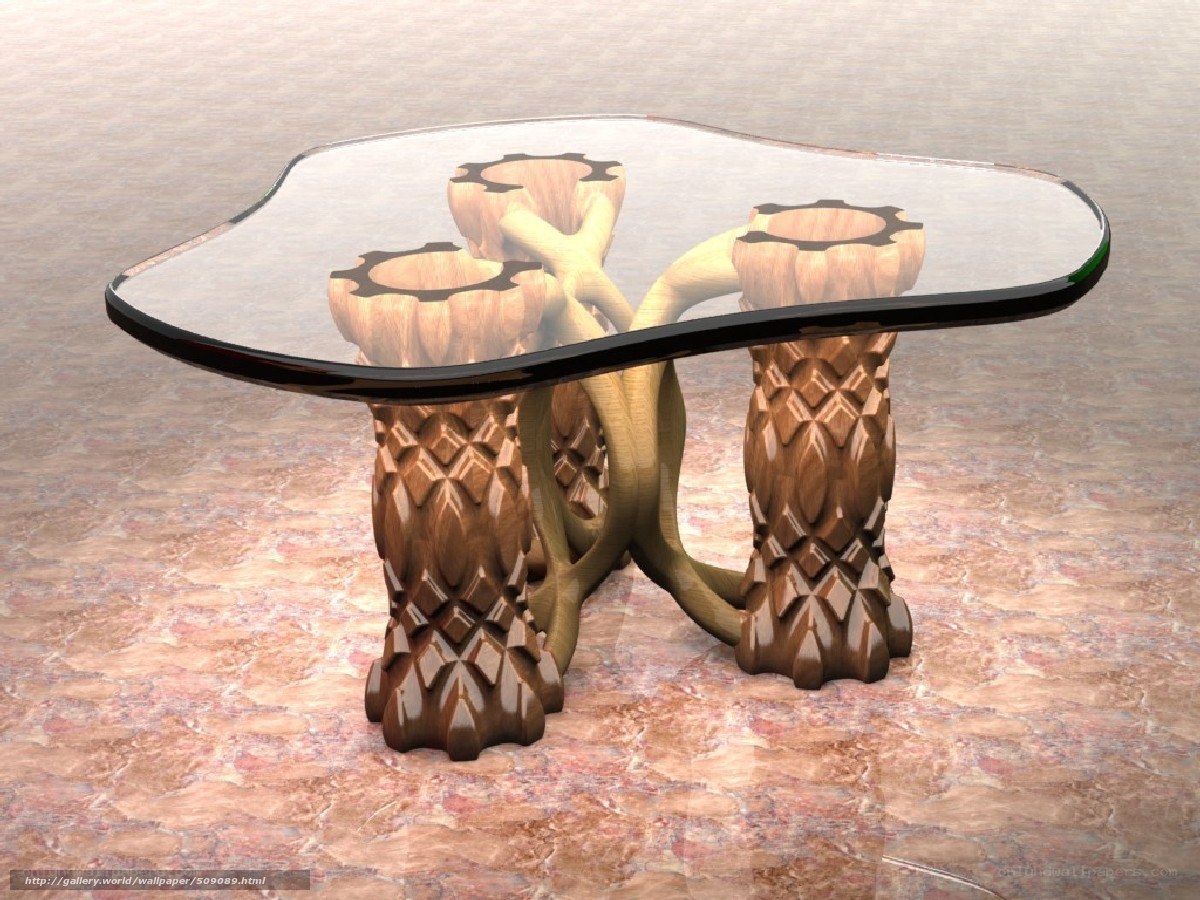 wooden table with glass top