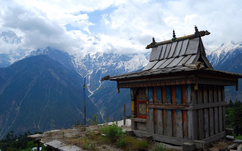 Wooden Temple in Mountains