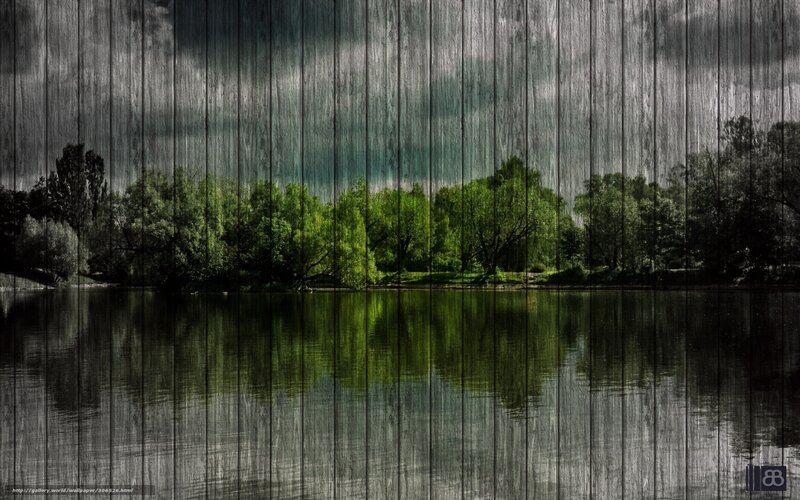 Wooden texture lake landscape