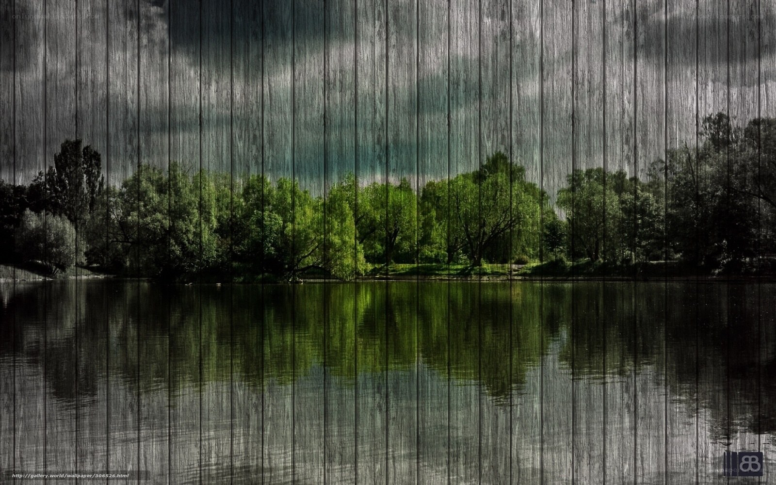 Wooden texture lake landscape