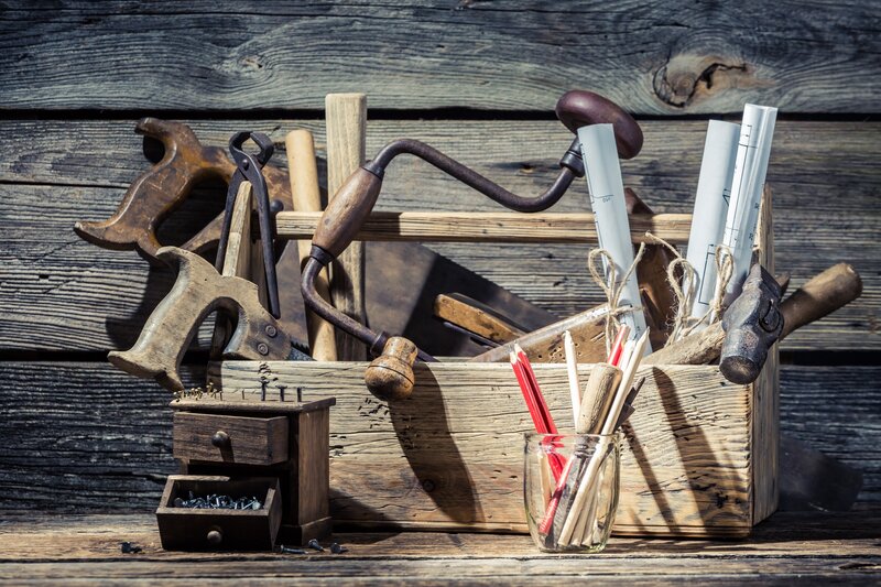 Wooden Toolbox with Tools