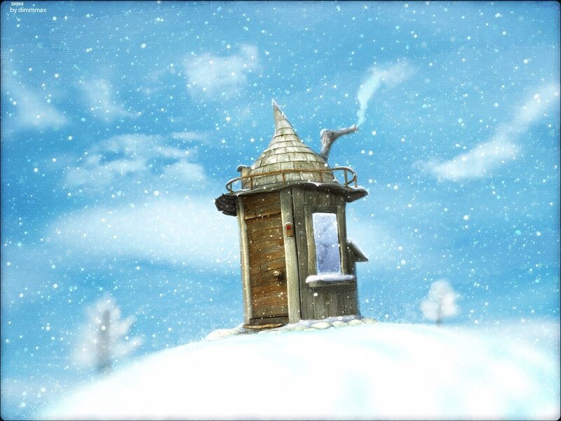 Wooden Tower in Snow