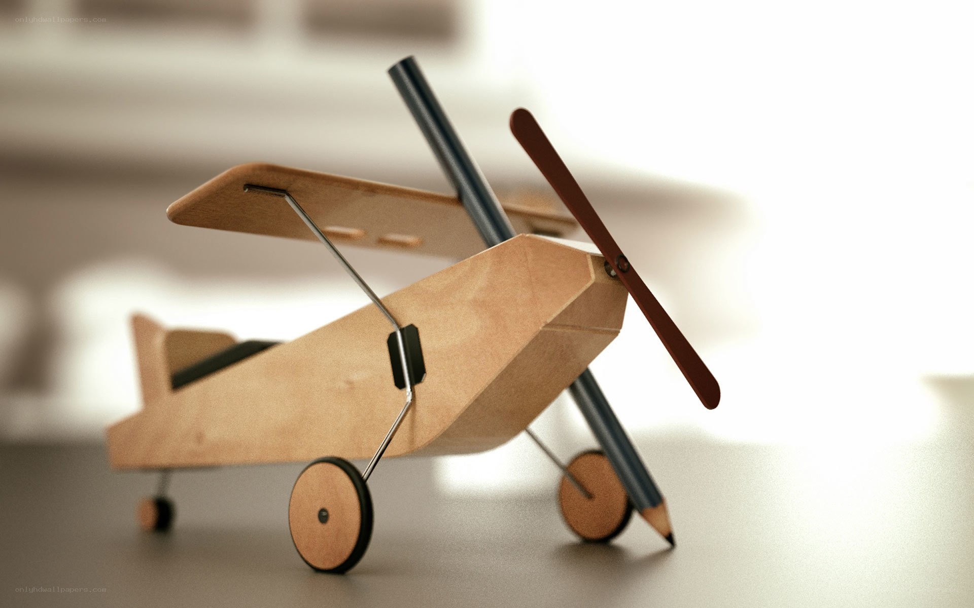 wooden toy airplane model