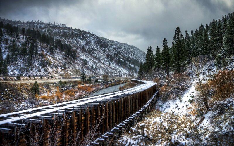 Wooden Trestle Bridge — Brown, Dramatic